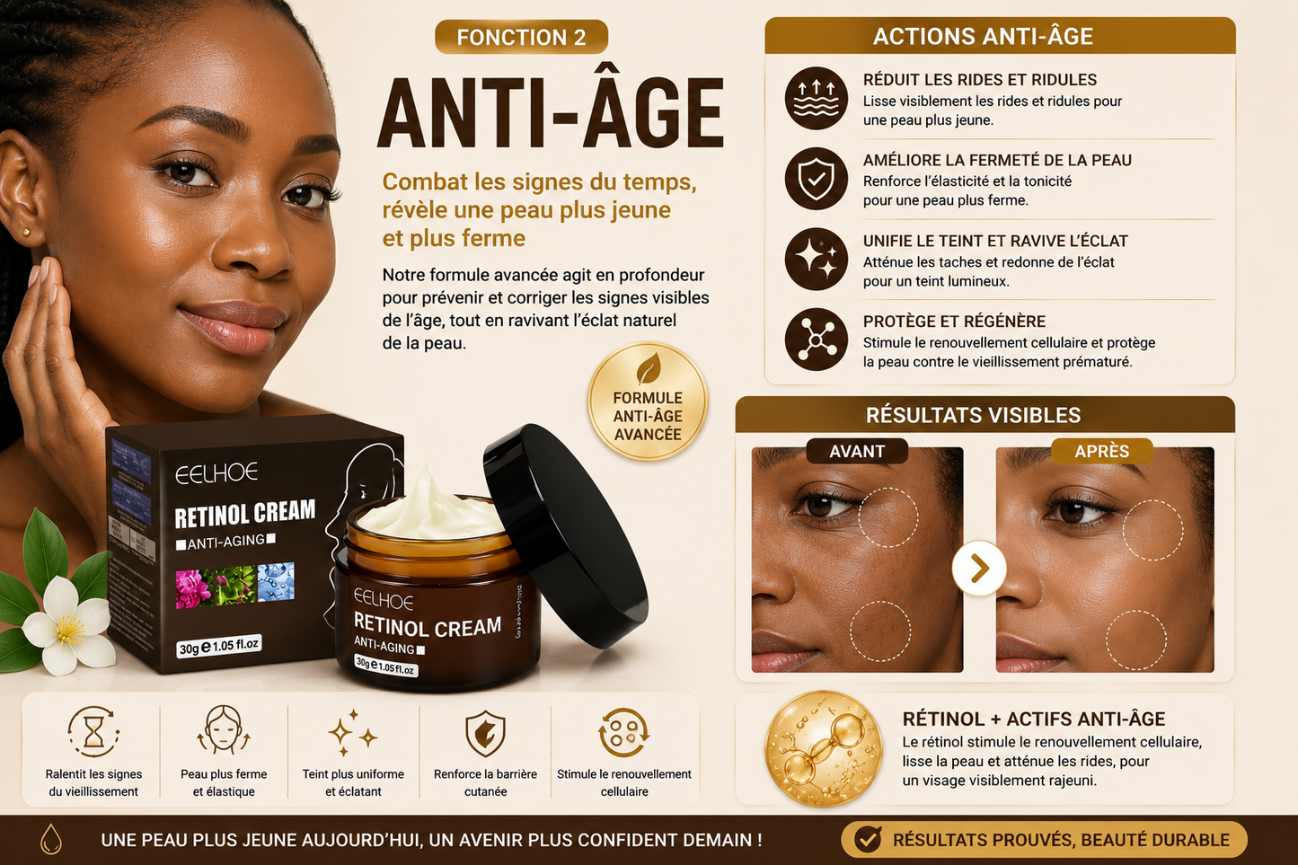 Crème Anti-Âge au Rétinol EELHOE.