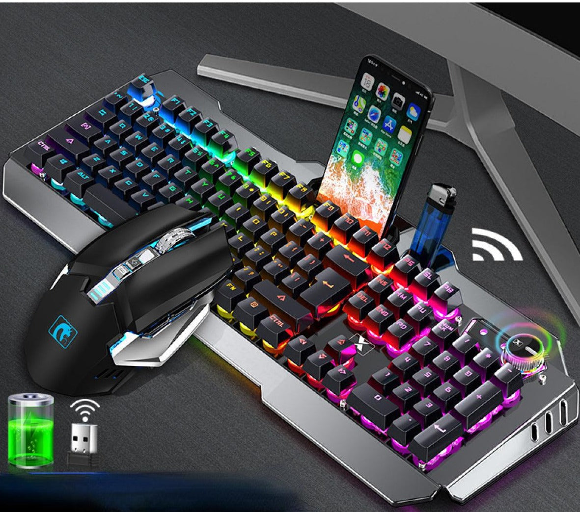 Clavier et souris de jeu sans fil 3 en 1