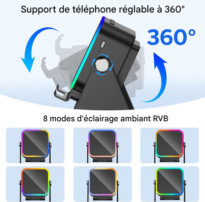 🎵📱 Support Téléphone avec Enceinte Bluetooth 5-en-1