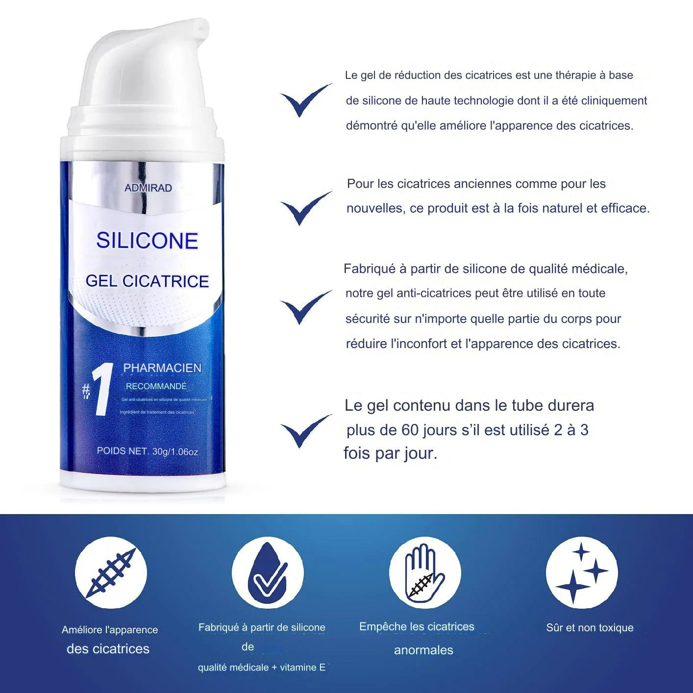 Gel de silicone pour cicatrices.