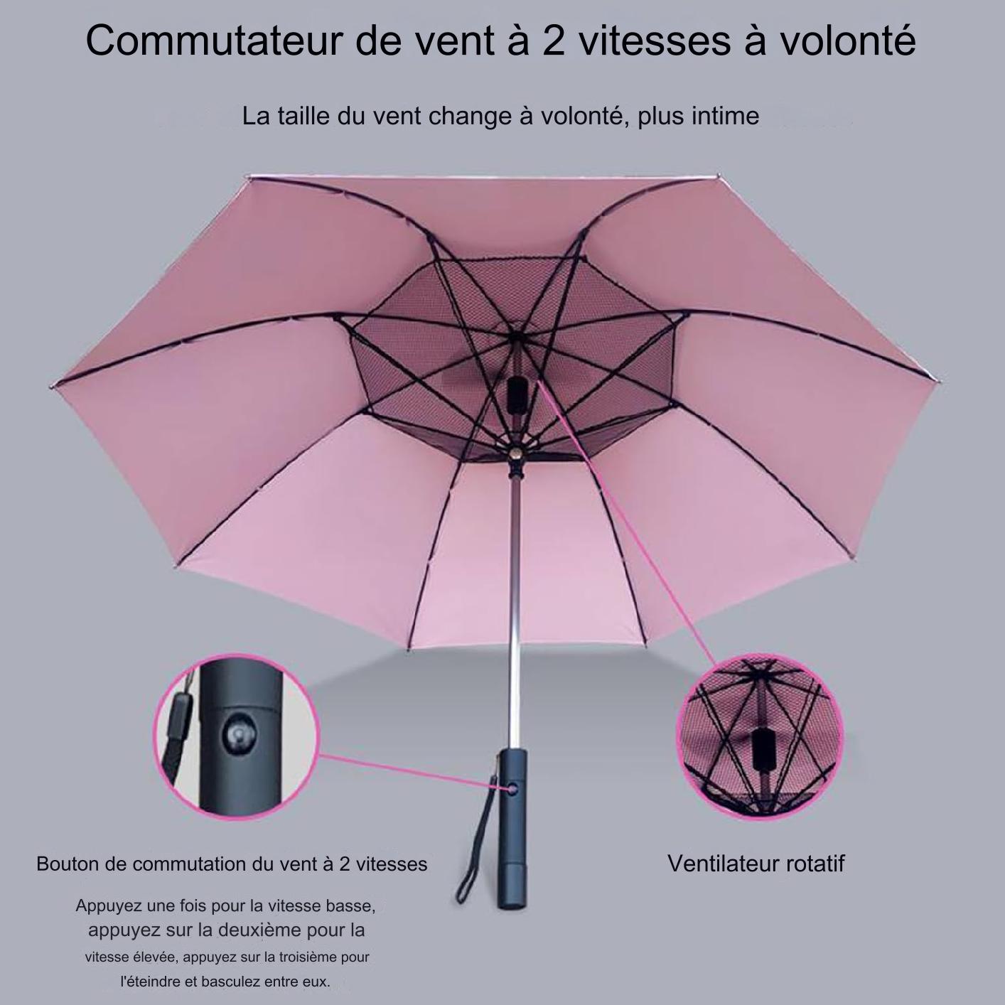 Parapluie d'Été avec Ventilateur et Brumisateur.