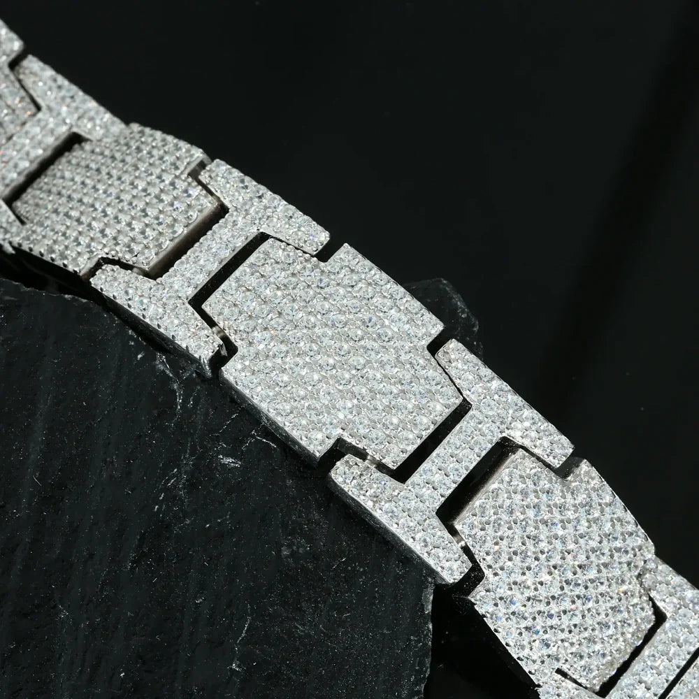 Bracelet Homme Luxe– Argent & Pavé de Zircons ✨