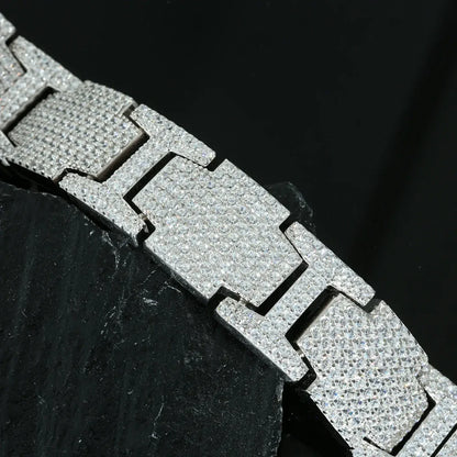 Bracelet Homme Luxe– Argent & Pavé de Zircons ✨