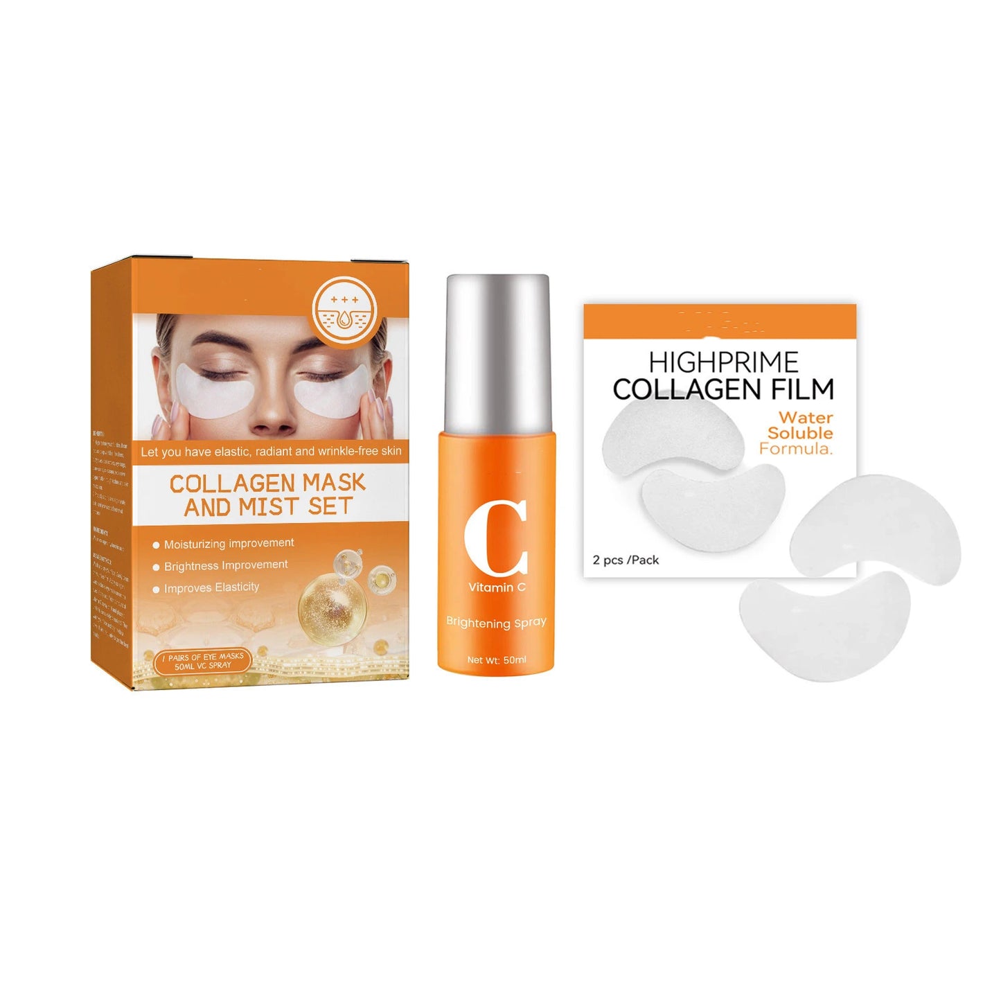 Kit Film de Collagène Soluble Coréen associé au Spray Facial à la Vitamine C