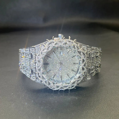 Montre Homme “Ice King” – Full Strass, Lumineuse & Étanche.