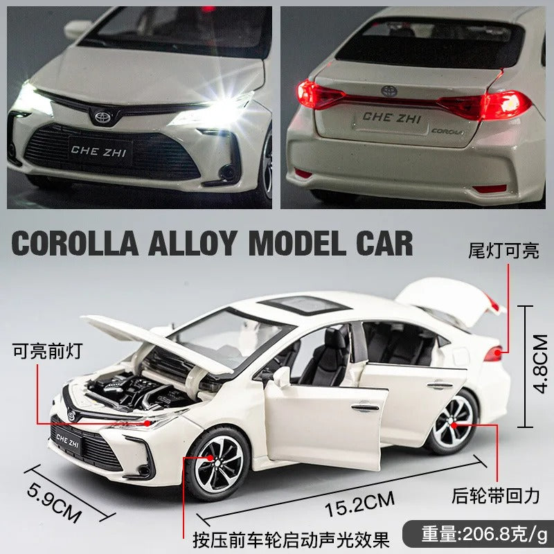 Toyota Corolla Miniature en Alliage – Réalisme, lumière et plaisir garanti 🚗✨