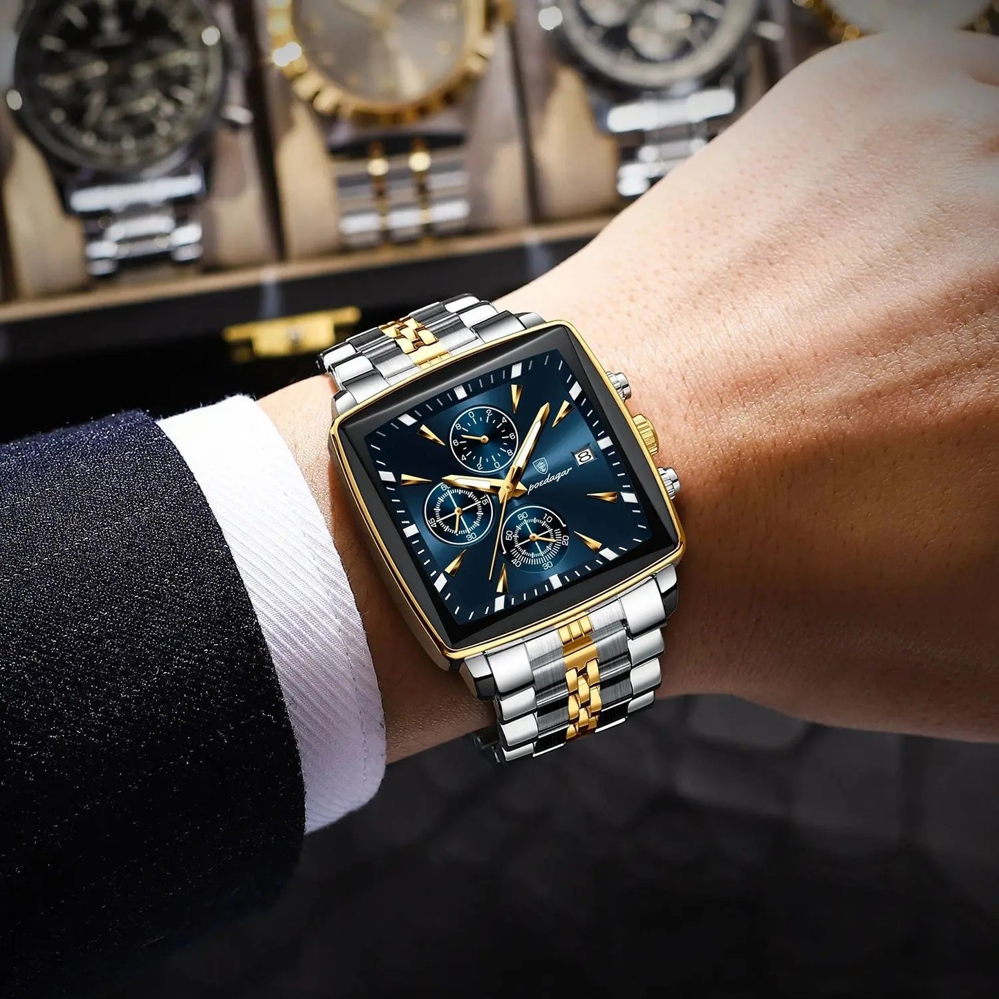 Montre de Luxe Homme – Élégance Carrée, Précision Infinie