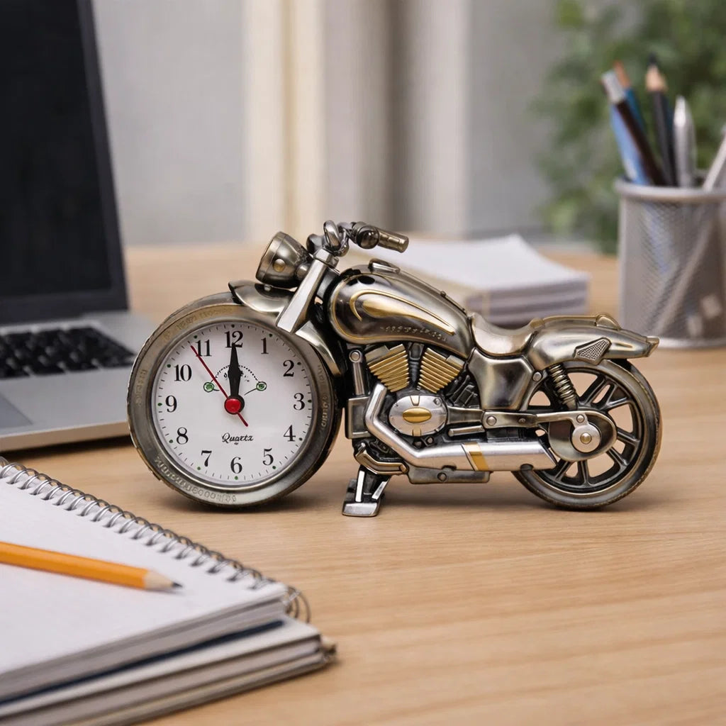 🏍️⏰ Réveil Moto Vintage – Le temps prend le style de la légende.