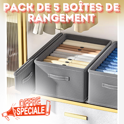 Pack de 5 boîtes de rangement innovantes et pliables.