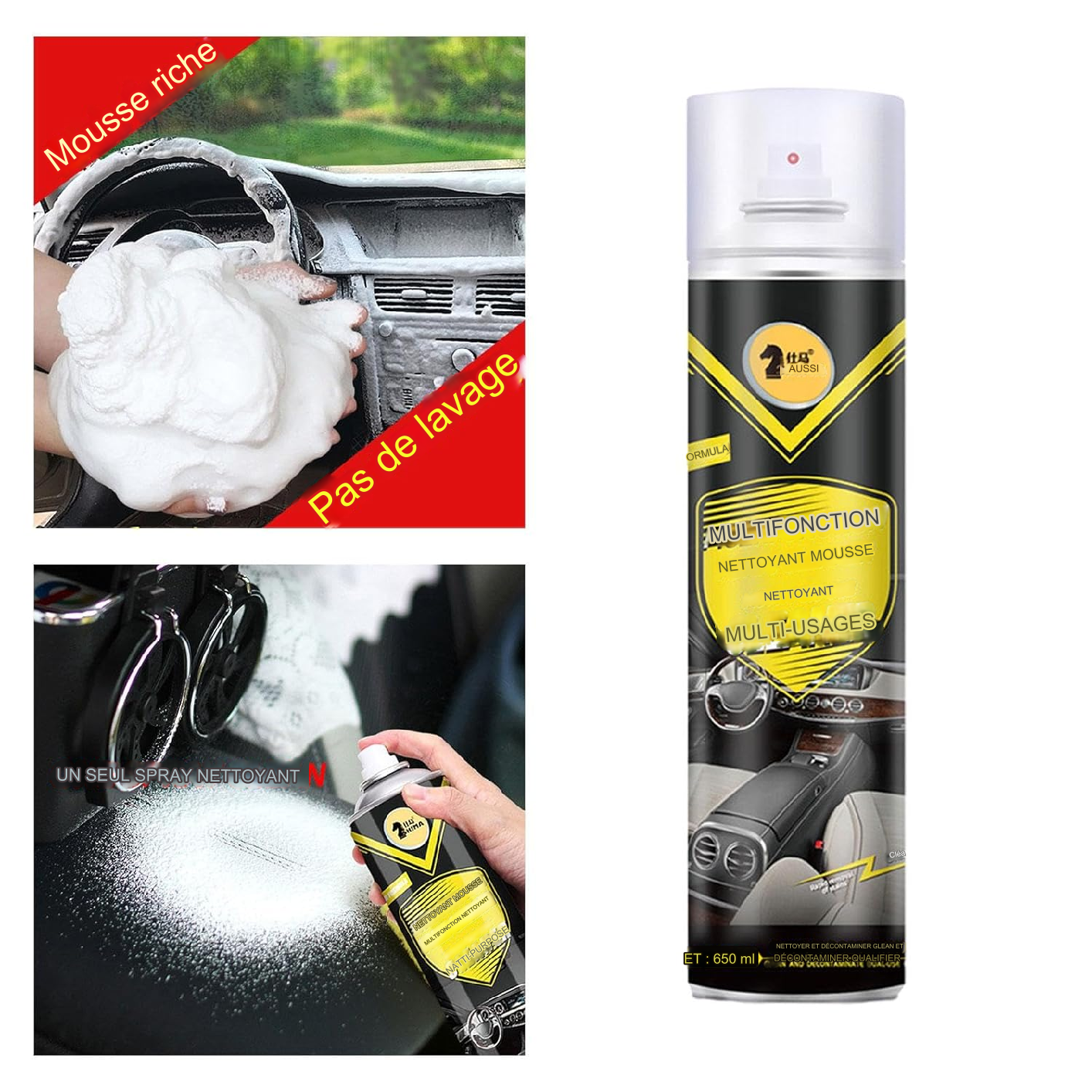 Mousse nettoyante véhicule de 650 ml