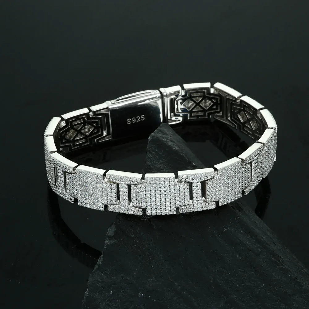 Bracelet Homme Luxe– Argent & Pavé de Zircons ✨