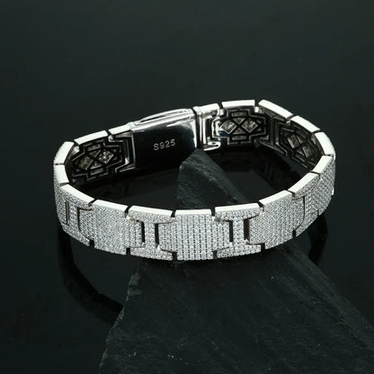 Bracelet Homme Luxe– Argent & Pavé de Zircons ✨
